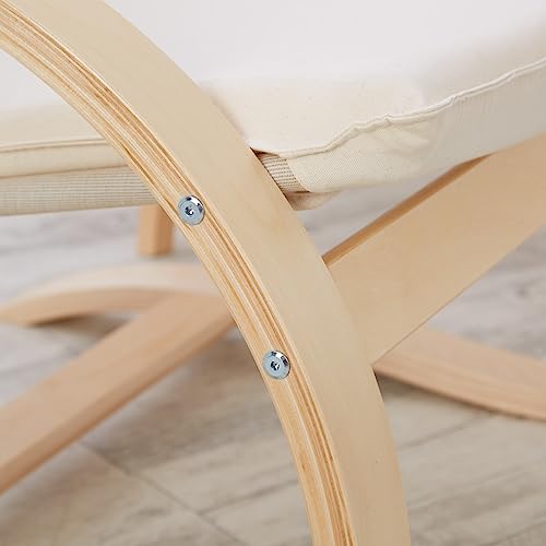 Homestyle4u 2404, Relaxsessel Schwingstuhl mit Armlehne Schwingsessel Wohnzimmer Relax Stuhl Bezug Beige Creme - 5