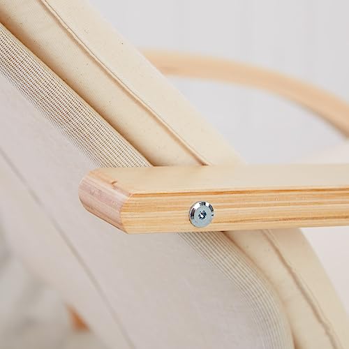 Homestyle4u 2404, Relaxsessel Schwingstuhl mit Armlehne Schwingsessel Wohnzimmer Relax Stuhl Bezug Beige Creme - 6