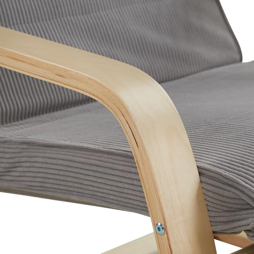 Homestyle4u 2636, Stuhl Relaxsessel mit Liegefunktion Schwingsessel Grau mit Armlehne Relaxstuhl Holz Wohnzimmer - 5