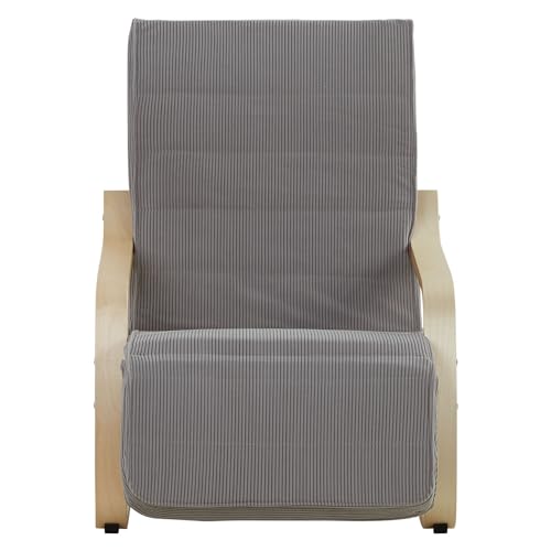Homestyle4u 2636, Stuhl Relaxsessel mit Liegefunktion Schwingsessel Grau mit Armlehne Relaxstuhl Holz Wohnzimmer - 7