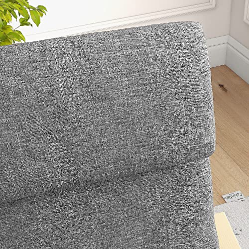 HOMCOM Relaxsessel, Ruhesessel, Relaxstuhl mit Leinenoptik, Schwingstuhl, Esszimmerstuhl mit Kopfkissen für Wohnzimmer, Birkenholz 66,5 x 80 x 99cm, Dunkelgrau - 8