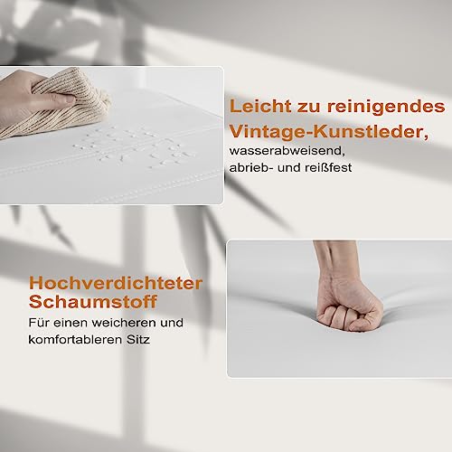 WOLTU Esszimmerstühle 2er Set, Schwingstuhl, Freischwinger Stuhl, Küchenstuhl, Polsterstuhl, mit hoher Rückenlehne, Kunstleder, für Esszimmer Esstisch Küche Wohnzimmer Büro, Weiß, BH378ws-2 - 6