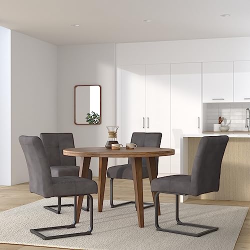 Hela Tische, 2er Set Schwingstuhl Luise, Bezug Microfaser Vintage-Optik Anthrazit, Komfotsitz Federkorb, Metallgestell Anthrazit - 2