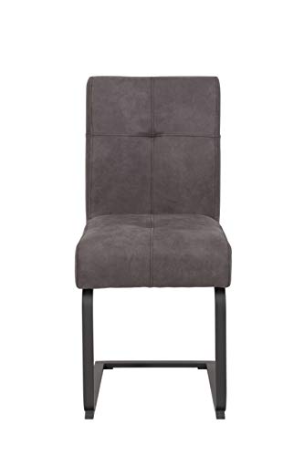 Hela Tische, 2er Set Schwingstuhl Luise, Bezug Microfaser Vintage-Optik Anthrazit, Komfotsitz Federkorb, Metallgestell Anthrazit - 5