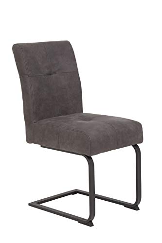 Hela Tische, 2er Set Schwingstuhl Luise, Bezug Microfaser Vintage-Optik Anthrazit, Komfotsitz Federkorb, Metallgestell Anthrazit - 6