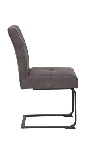 Hela Tische, 2er Set Schwingstuhl Luise, Bezug Microfaser Vintage-Optik Anthrazit, Komfotsitz Federkorb, Metallgestell Anthrazit - 7