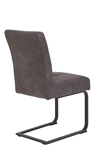 Hela Tische, 2er Set Schwingstuhl Luise, Bezug Microfaser Vintage-Optik Anthrazit, Komfotsitz Federkorb, Metallgestell Anthrazit - 8