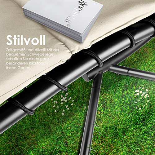 KESSER® Schwebeliege mit Sonnenschirm, Hängeliege, Sonnenliege H200, L194, B100 cm, Relaxliege, Schaukelliege Hängematte, bis 120 kg belastbar, Auflagen - Nackenkissen, Inkl. Tasche - 8