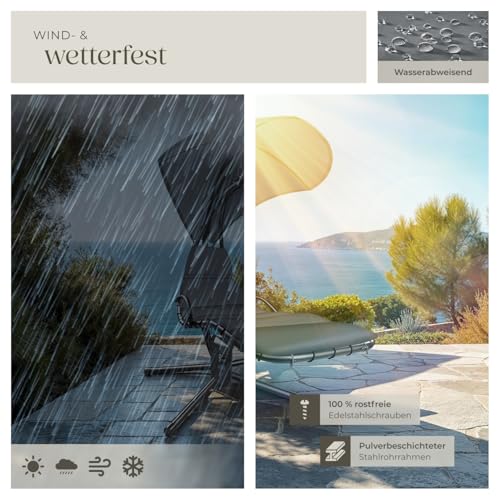 tectake® Hängeliege mit Gestell, Schwebeliege, Schwingliege mit Sonnendach, Polsterauflage mit Kopfkissen, grau - 7