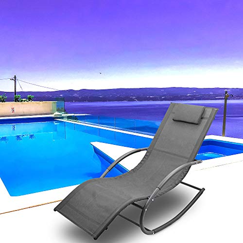 BITUXX Sonnenliege Gartenliege Relaxliege Schaukelliege Liegestuhl Schaukelstuhl (1 Liege)(Schwarz) - 2