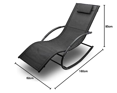 BITUXX Sonnenliege Gartenliege Relaxliege Schaukelliege Liegestuhl Schaukelstuhl (1 Liege)(Schwarz) - 3