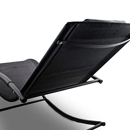 BITUXX Sonnenliege Gartenliege Relaxliege Schaukelliege Liegestuhl Schaukelstuhl (1 Liege)(Schwarz) - 8