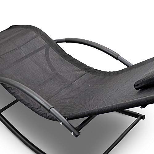 BITUXX Sonnenliege Gartenliege Relaxliege Schaukelliege Liegestuhl Schaukelstuhl (1 Liege)(Schwarz) - 9