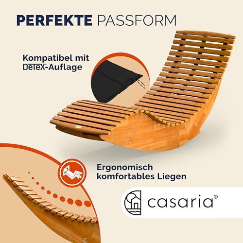 Casaria® Java Gartenliege Holz Wetterfest Klappbar Ergonomisch 160kg Belastbarkeit FSC®-Zertifiziert Akazie Garten Sauna Liege Holzliege 155x60x93cm - 6