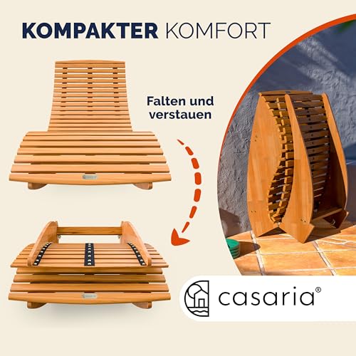 Casaria® Java Gartenliege Holz Wetterfest Klappbar Ergonomisch 160kg Belastbarkeit FSC®-Zertifiziert Akazie Garten Sauna Liege Holzliege 155x60x93cm - 8