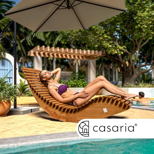 Casaria® Java Gartenliege Holz Wetterfest Klappbar Ergonomisch 160kg Belastbarkeit FSC®-Zertifiziert Akazie Garten Sauna Liege Holzliege 155x60x93cm - 4
