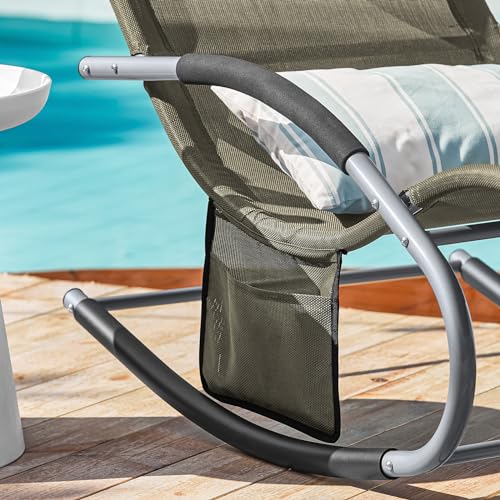SoBuy Gartenliege Schaukel Sonnenliege mit Tasche und Kopfkissen Swingliege atmungsaktiv Braun - 7
