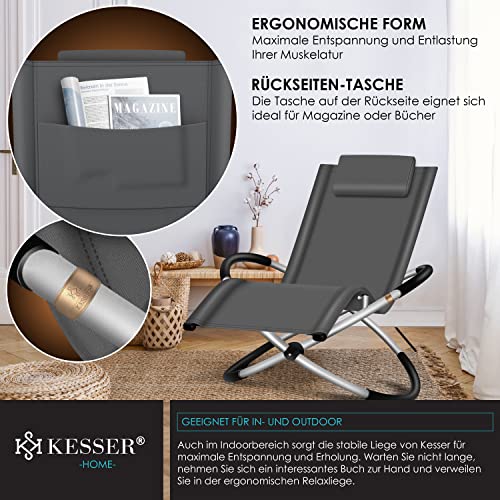 KESSER® Relaxliege Liegestuhl | Gartenliege Sonnenliege | Gartenstuhl | Klappstuhl faltbar | Schwungliege | Schaukelsessel | ergonomische Relaxsessel | wetterfest | 180 kg Belastung Anthrazit - 7