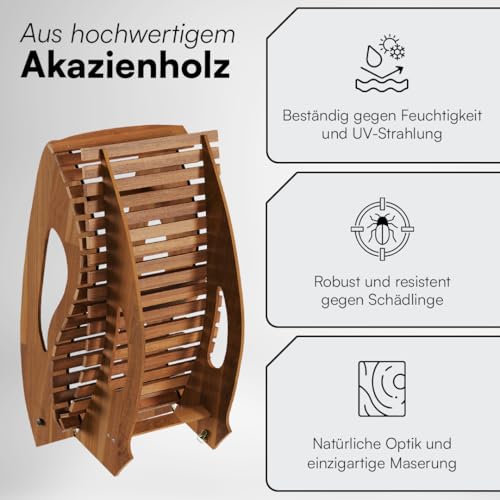 STEELSØN Gartenliege Solaria aus Holz, klappbare Sonnenliege ergonomisch, Holzliege mit Wippfunktion wetterfest, bis 150 kg belastbar, Saunaliege aus Akazienholz geölt - 4