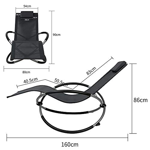 Melko Schaukelliege Liegestuhl klappbar 200kg Schwingliege Gartenliege Sonnenliege Relaxliege - atmungsaktiv, witterungsbeständig und pflegeleicht - Farbauswahl (Anthrazit) - 2