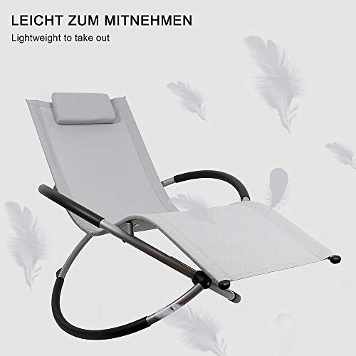 Melko Schaukelliege Liegestuhl klappbar 200kg Schwingliege Gartenliege Sonnenliege Relaxliege - atmungsaktiv, witterungsbeständig und pflegeleicht - Farbauswahl (Anthrazit) - 9