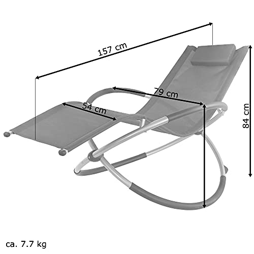 Kingpower Garten Liegestuhl Schaukelliege Campingliege Strandliege Sonnenliege Gartenstuhl Klappstuhl Liege Klappbar Faltbar Relaxliege Stahl Farbauswahl, Farbe:Anthrazit - 2