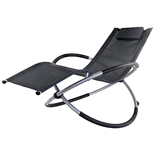 Kingpower Garten Liegestuhl Schaukelliege Campingliege Strandliege Sonnenliege Gartenstuhl Klappstuhl Liege Klappbar Faltbar Relaxliege Stahl Farbauswahl, Farbe:Anthrazit - 3