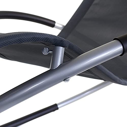 Kingpower Garten Liegestuhl Schaukelliege Campingliege Strandliege Sonnenliege Gartenstuhl Klappstuhl Liege Klappbar Faltbar Relaxliege Stahl Farbauswahl, Farbe:Anthrazit - 4