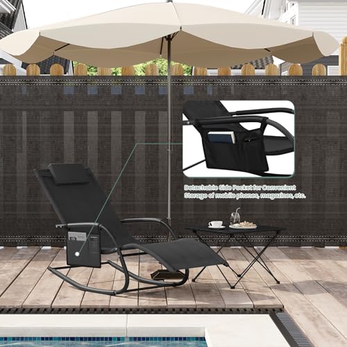 WOLTU Liegestuhl Sonnenliege wetterfest, Gartenliege Schwungliege Outdoor, Relaxsessel Garten bis 150 kg, Relaxliege mit Abnehmbarer Kopfstütze, für Garten und Balkon, Schwarz - 4