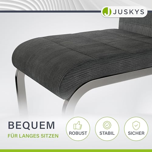 Juskys Freischwinger Schwingstuhl Vegas 2er Set - 2 Esszimmerstühle mit Rückenlehne, Küchenstühle aus Metall & Cord - Stühle modern für Esszimmer, Wohnzimmer & Küche - Grau - 7