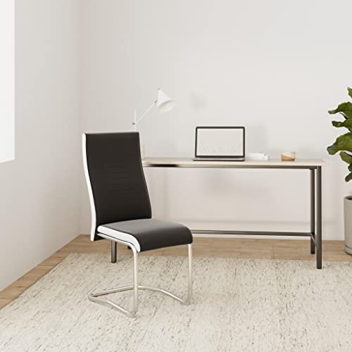 CARO-Möbel 4er Set Esszimmerstuhl ALBA Küchenstuhl Schwingstuhl, Stoffbezug in schwarz und weiß, Metallgestell in Chrom - 2