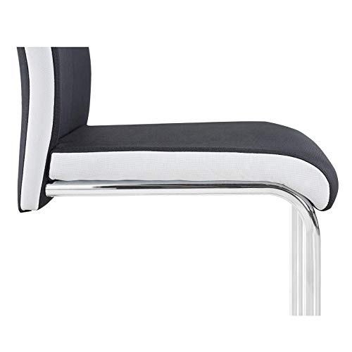 CARO-Möbel 4er Set Esszimmerstuhl ALBA Küchenstuhl Schwingstuhl, Stoffbezug in schwarz und weiß, Metallgestell in Chrom - 6