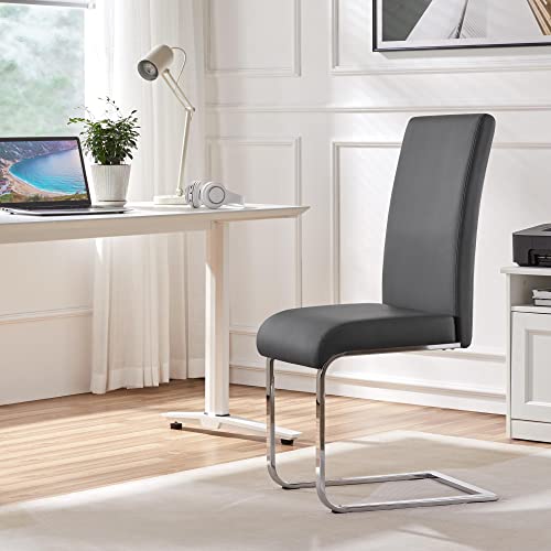 Yaheetech Esszimmerstühle 2er Set Esszimmerstuhl Schwingstuhl Freischwinger, 135 kg belastbar dunkelgrau Kunstleder - 2