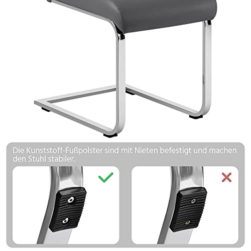 Yaheetech Esszimmerstühle 2er Set Esszimmerstuhl Schwingstuhl Freischwinger, 135 kg belastbar dunkelgrau Kunstleder - 9