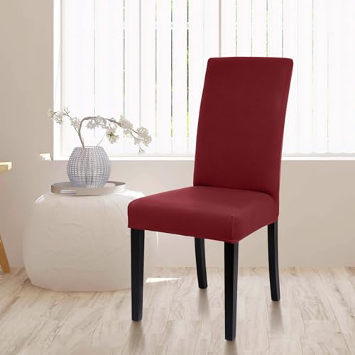 Yugarlibi Stuhlhussen 4er Set Stretch Stuhlhussen Schwingstuhl Elastische Hussen Stuhlbezug Abnehmbarer Waschbarer Stühle Schutz für Küche Restaurant Hotel Bankett Hochzeit (Bordeaux, 4 Stück) - 9