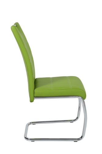 Hela Tische, 2er Set Schwingstuhl, Küchenstuhl Flora, Kunstleder Grün, Griffmulde, Metallgestell verchromt, 42x57x98 cm - 8