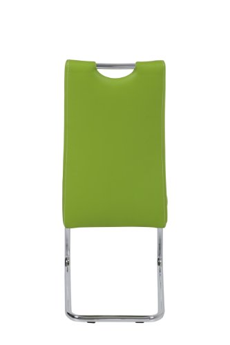 Hela Tische, 2er Set Schwingstuhl, Küchenstuhl Flora, Kunstleder Grün, Griffmulde, Metallgestell verchromt, 42x57x98 cm - 10