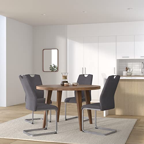 Hela Tische, 4er Set Esszimmerstuhl, Schwingstuhl CHRISTINA, Microfaser Vintage-Optik Anthrazit, Metallgestell Grau, Lehne mit Griff - 3