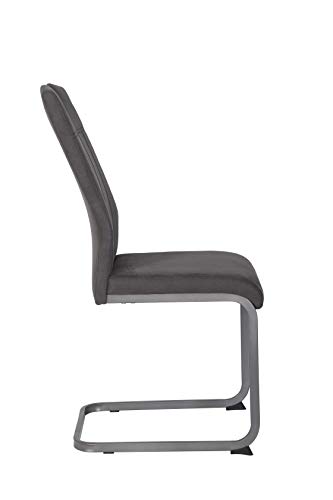 Hela Tische, 4er Set Esszimmerstuhl, Schwingstuhl CHRISTINA, Microfaser Vintage-Optik Anthrazit, Metallgestell Grau, Lehne mit Griff - 10