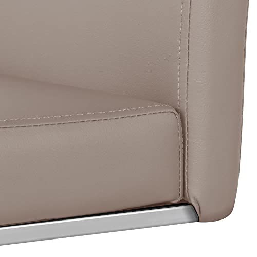 Yaheetech 2er Set Freischwinger Esszimmerstuhl, Polsterstuhl Schwingstuhl Set, aus Kunstleder, 135 kg belastbar, Hellbraun, für Esszimmer Wohnzimmer Küche - 8