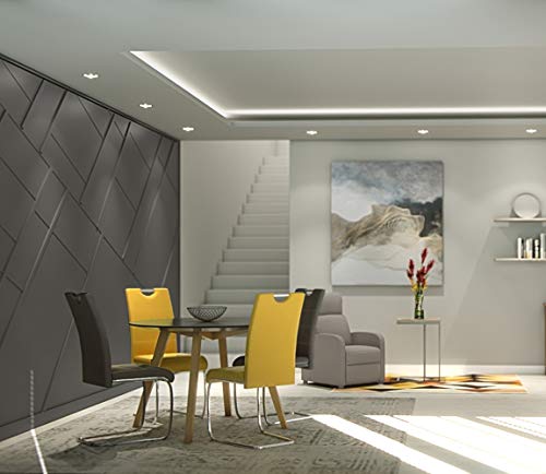 Hela Tische, 2er Set Schwingstuhl, Küchenstuhl Flora, Kunstleder Grau, Griffmulde, Metallgestell verchromt, 42x57x98 cm - 2