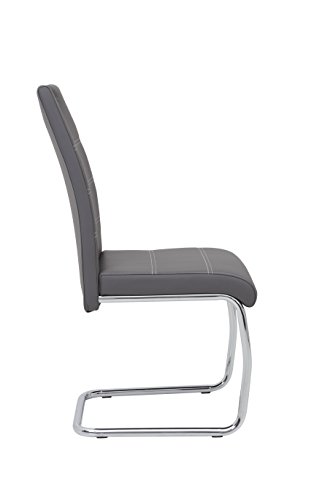 Hela Tische, 2er Set Schwingstuhl, Küchenstuhl Flora, Kunstleder Grau, Griffmulde, Metallgestell verchromt, 42x57x98 cm - 8