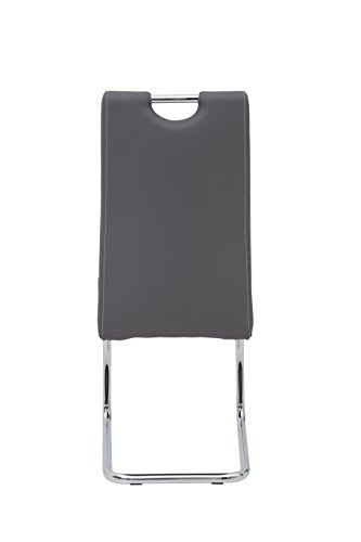 Hela Tische, 2er Set Schwingstuhl, Küchenstuhl Flora, Kunstleder Grau, Griffmulde, Metallgestell verchromt, 42x57x98 cm - 10