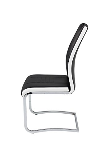 Hela Tische, 4er Set Schwingstuhl Tabea, Kunstleder Schwarz-Weiß, Griffloch, Metallgestell Chrom, 43 x 61 x 99 cm - 6