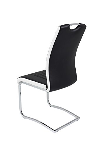 Hela Tische, 4er Set Schwingstuhl Tabea, Kunstleder Schwarz-Weiß, Griffloch, Metallgestell Chrom, 43 x 61 x 99 cm - 7