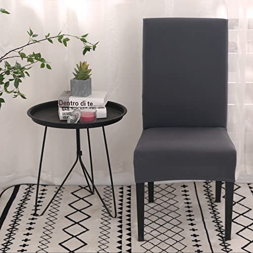 Meision Stuhlhussen 4 oder 6er Set, Abnehmbare waschbar Spandex Stuhlüberzug Stuhlbezug Stretch Universale für Hotel, Zeremonie, Bankett, Restaurant, Zuhause(4er Set, Anthrazit) - 3