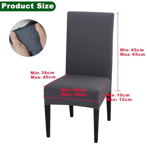 Meision Stuhlhussen 4 oder 6er Set, Abnehmbare waschbar Spandex Stuhlüberzug Stuhlbezug Stretch Universale 4er Set, Anthrazit - 4