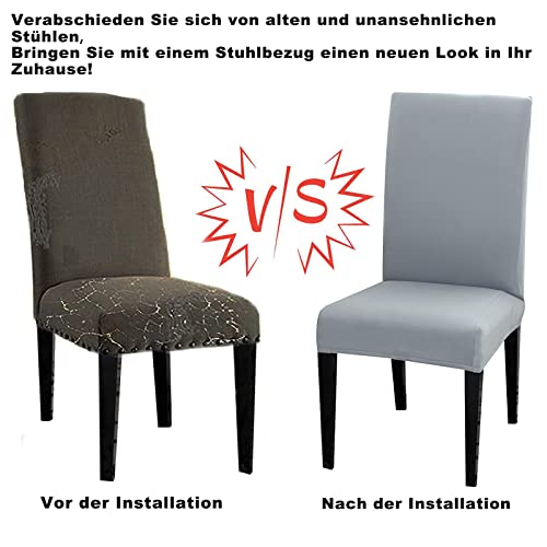 Meision Stuhlhussen 4 oder 6er Set, Abnehmbare waschbar Spandex Stuhlüberzug Stuhlbezug Stretch Universale für Hotel, Zeremonie, Bankett, Restaurant, Zuhause(4er Set, Anthrazit) - 5