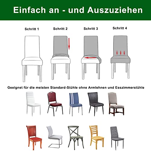 Meision Stuhlhussen 4 oder 6er Set, Abnehmbare waschbar Spandex Stuhlüberzug Stuhlbezug Stretch Universale für Hotel, Zeremonie, Bankett, Restaurant, Zuhause(4er Set, Anthrazit) - 7