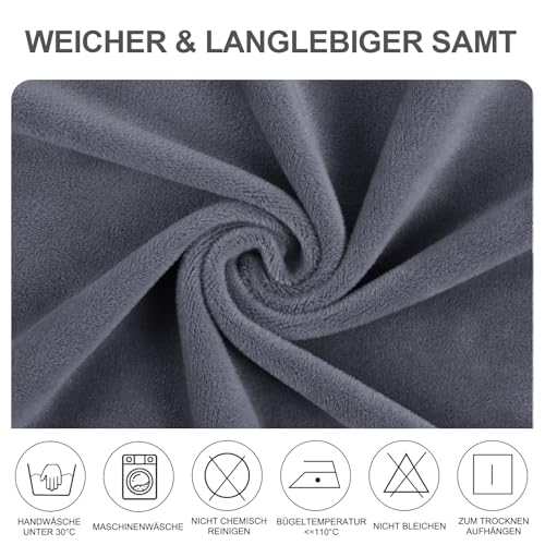 Alishomtll Stretch Samt Stuhlhussen 4er/6er Set Velvet/Velour Stuhlbezug Schwingstuhl Elastische Hussen Waschbarer Stühle Schutz für Küche Restaurant Hotel Bankett Hochzeit (Grau, 6 Stück) - 4